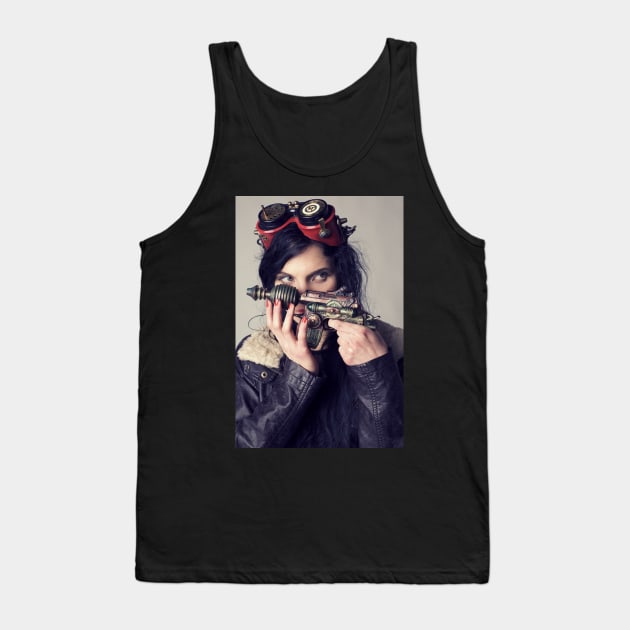 girl holds steampunk pistol Tank Top by jcreation